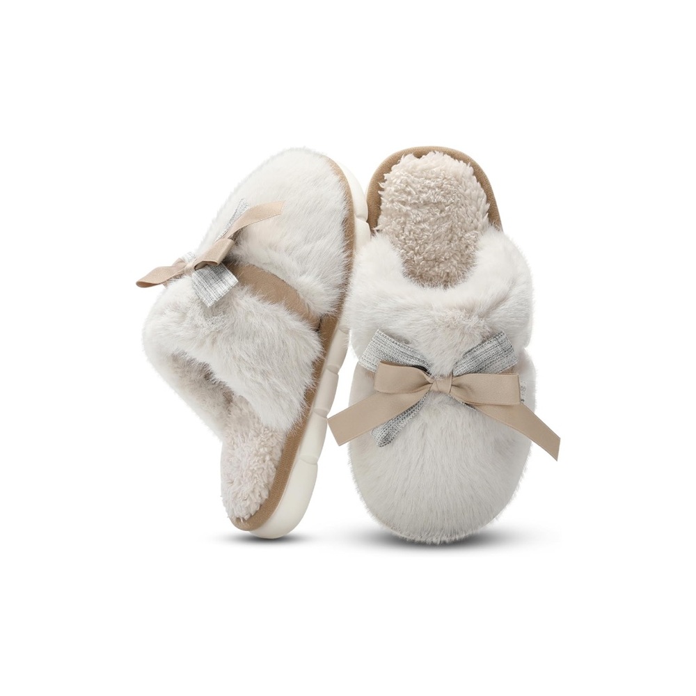 Cozy Faux Fur Slippers with Bows